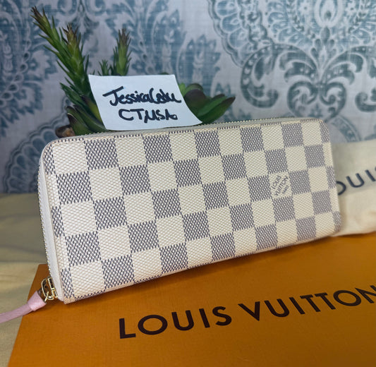 Louis Vuitton Clemence Wallet Damier Azur Ballerine