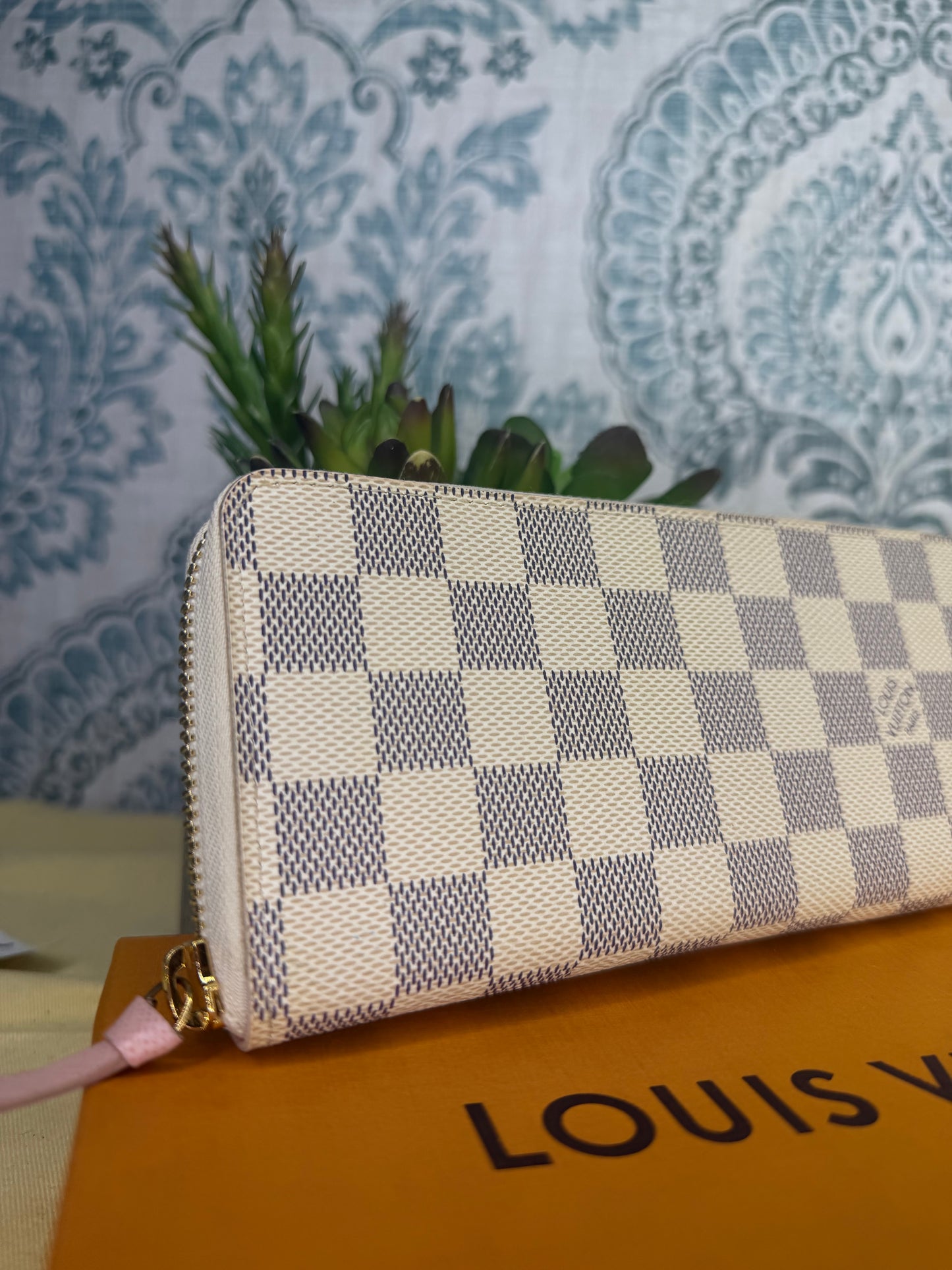 Louis Vuitton Clemence Wallet Damier Azur Ballerine