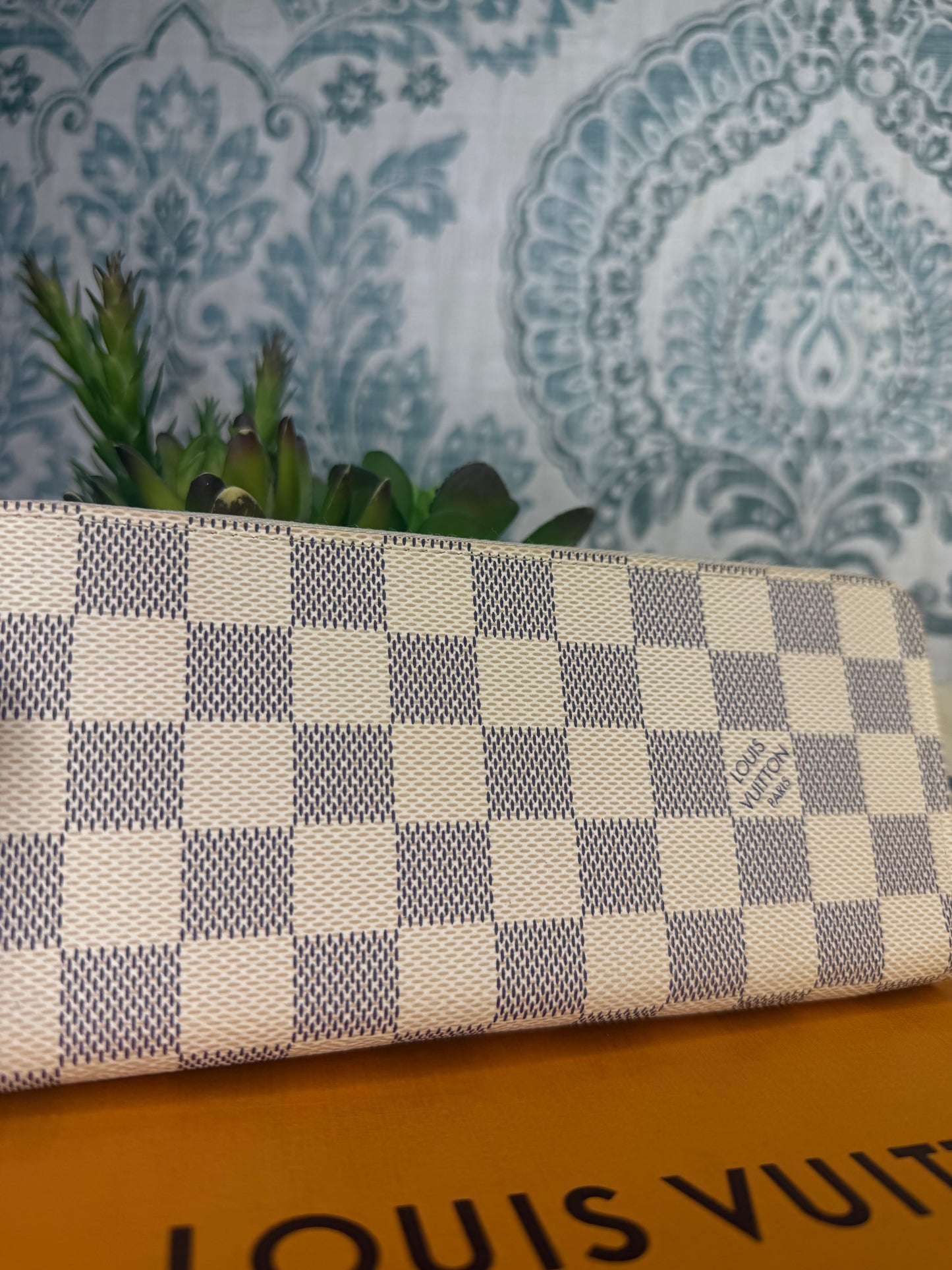 Louis Vuitton Clemence Wallet Damier Azur Ballerine