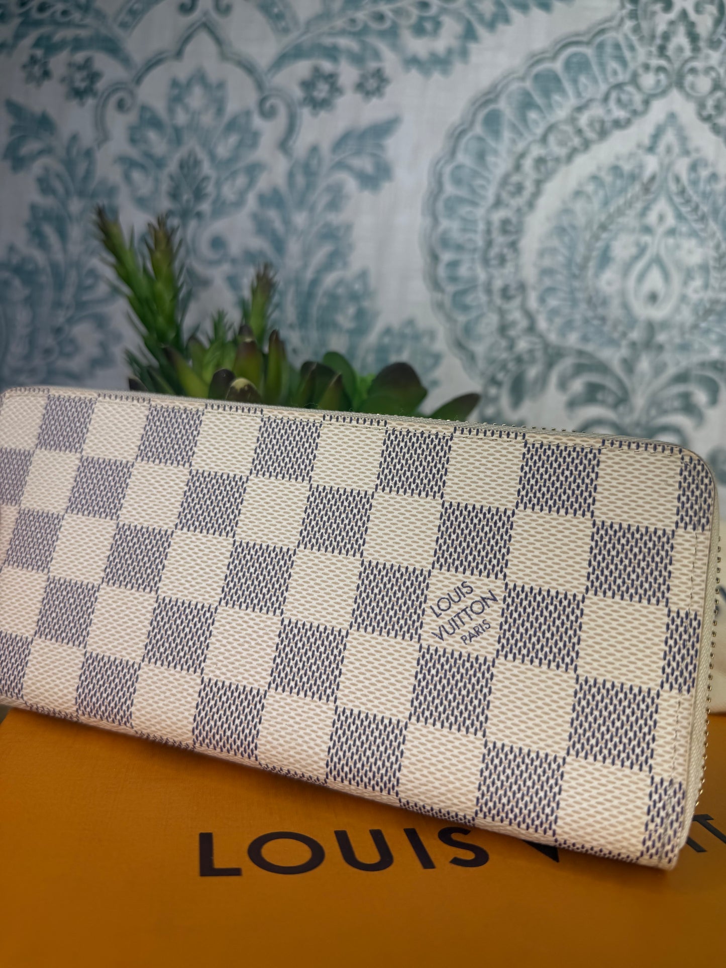 Louis Vuitton Clemence Wallet Damier Azur Ballerine
