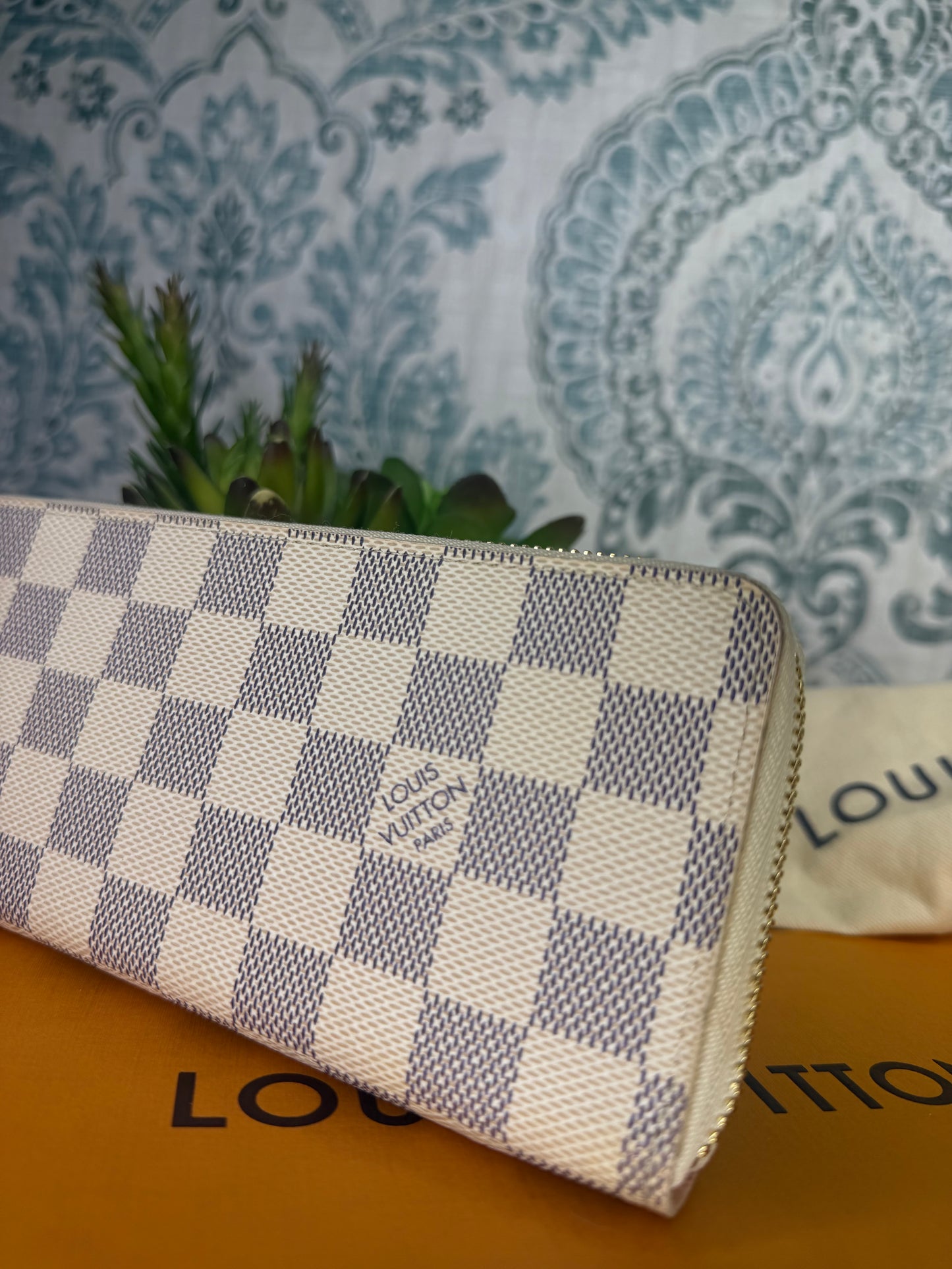Louis Vuitton Clemence Wallet Damier Azur Ballerine