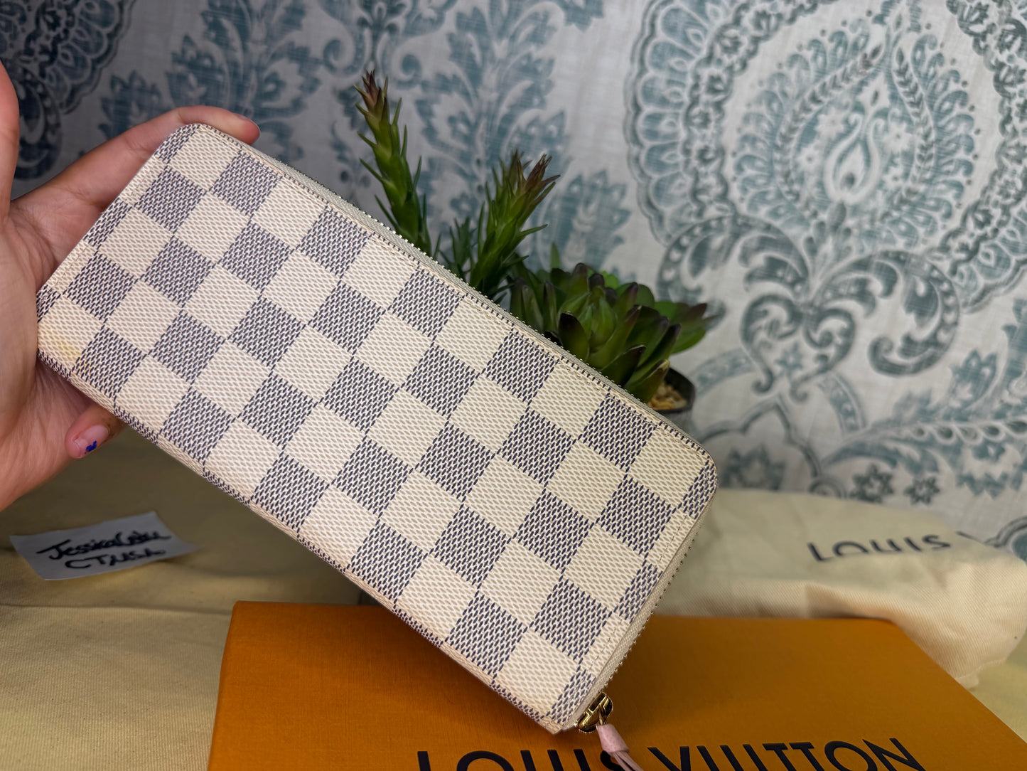 Louis Vuitton Clemence Wallet Damier Azur Ballerine