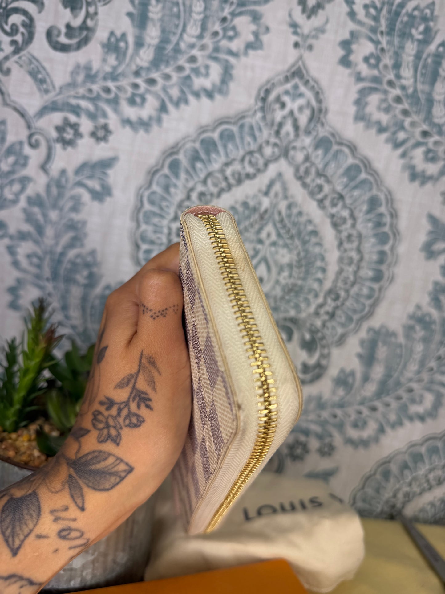 Louis Vuitton Clemence Wallet Damier Azur Ballerine