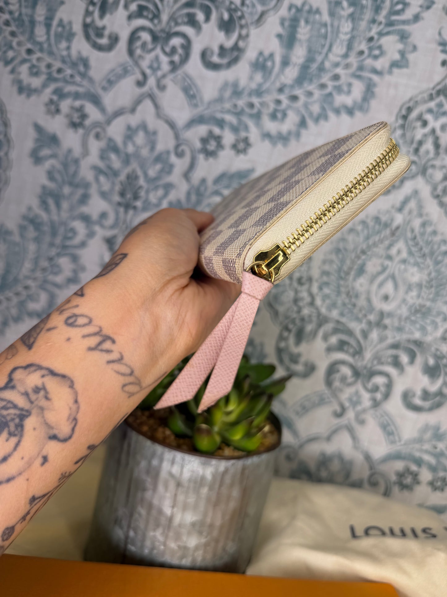 Louis Vuitton Clemence Wallet Damier Azur Ballerine