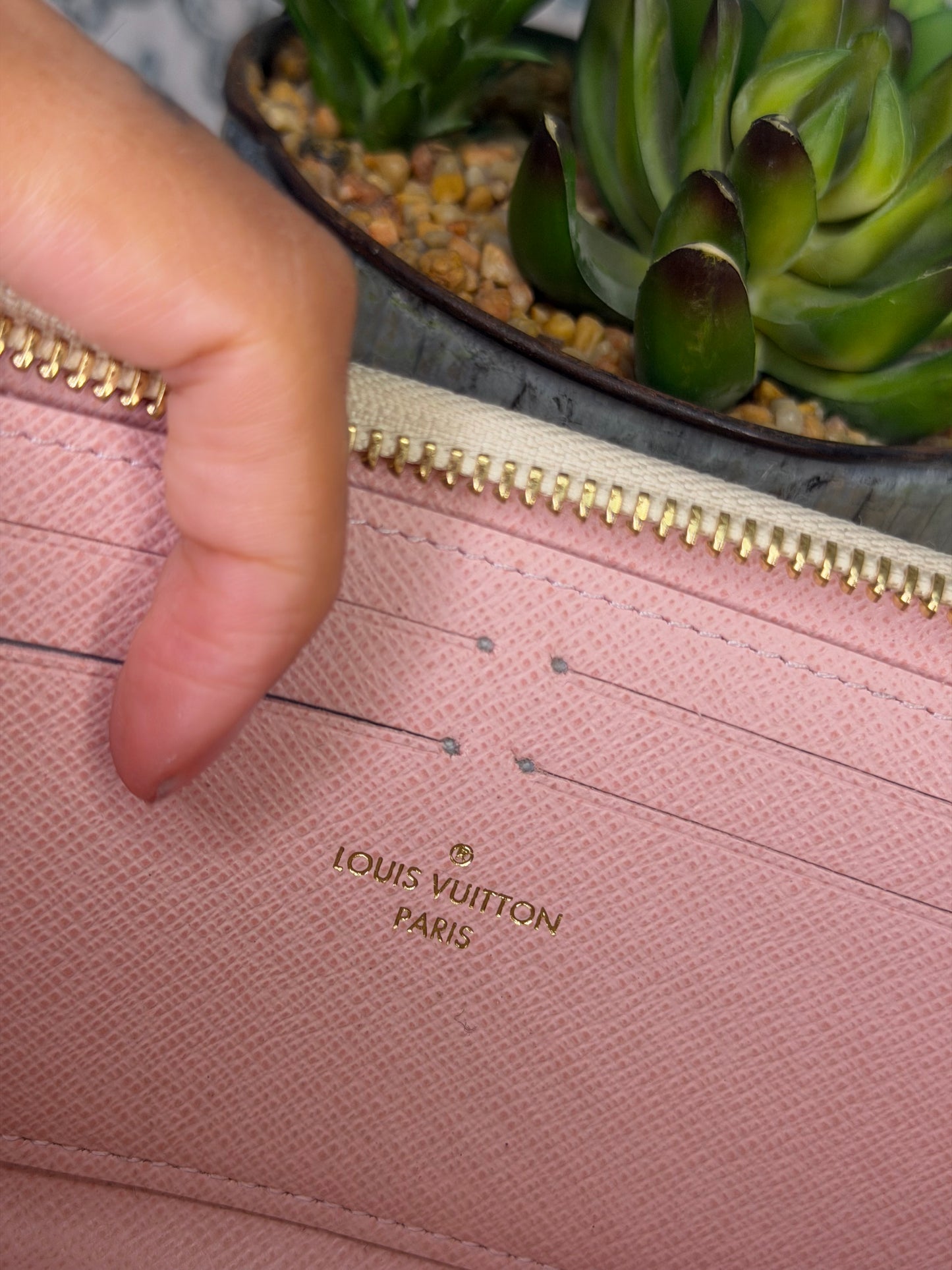 Louis Vuitton Clemence Wallet Damier Azur Ballerine