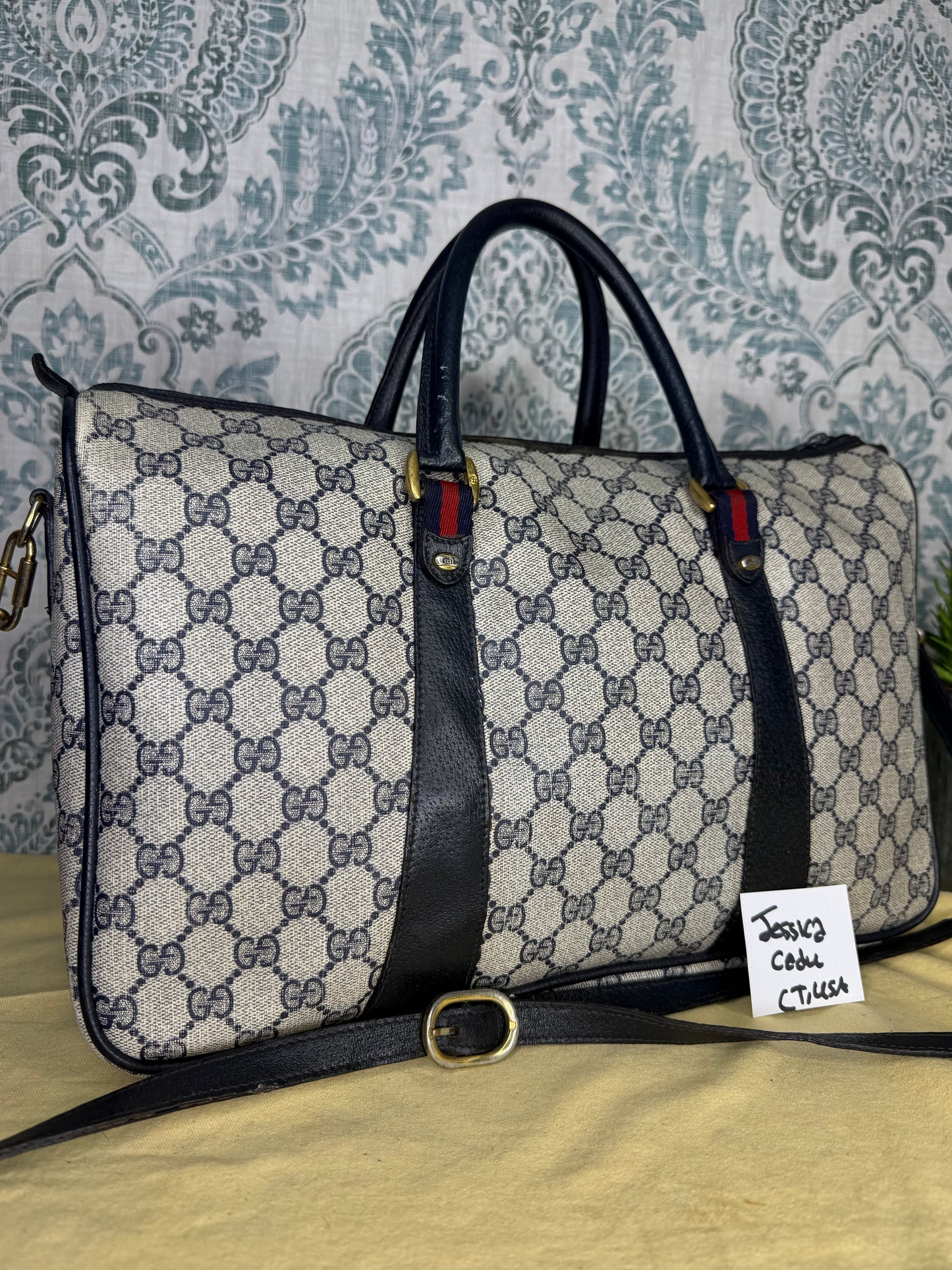GUCCI Navy Supreme Crossbody Boston Bag