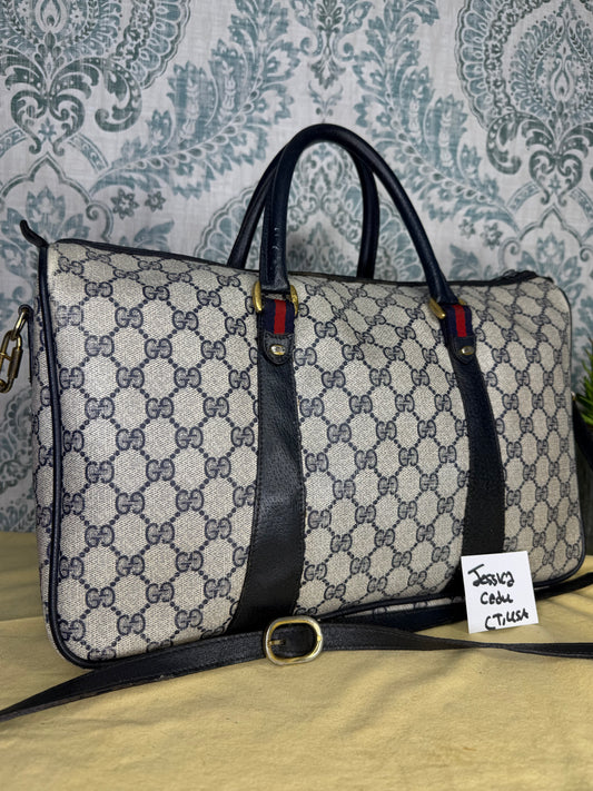 GUCCI Navy Supreme Crossbody Boston Bag