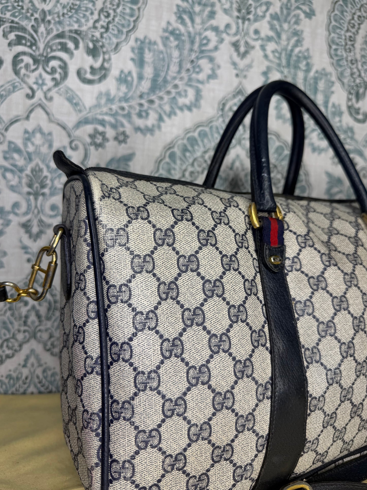 GUCCI Navy Supreme Crossbody Boston Bag