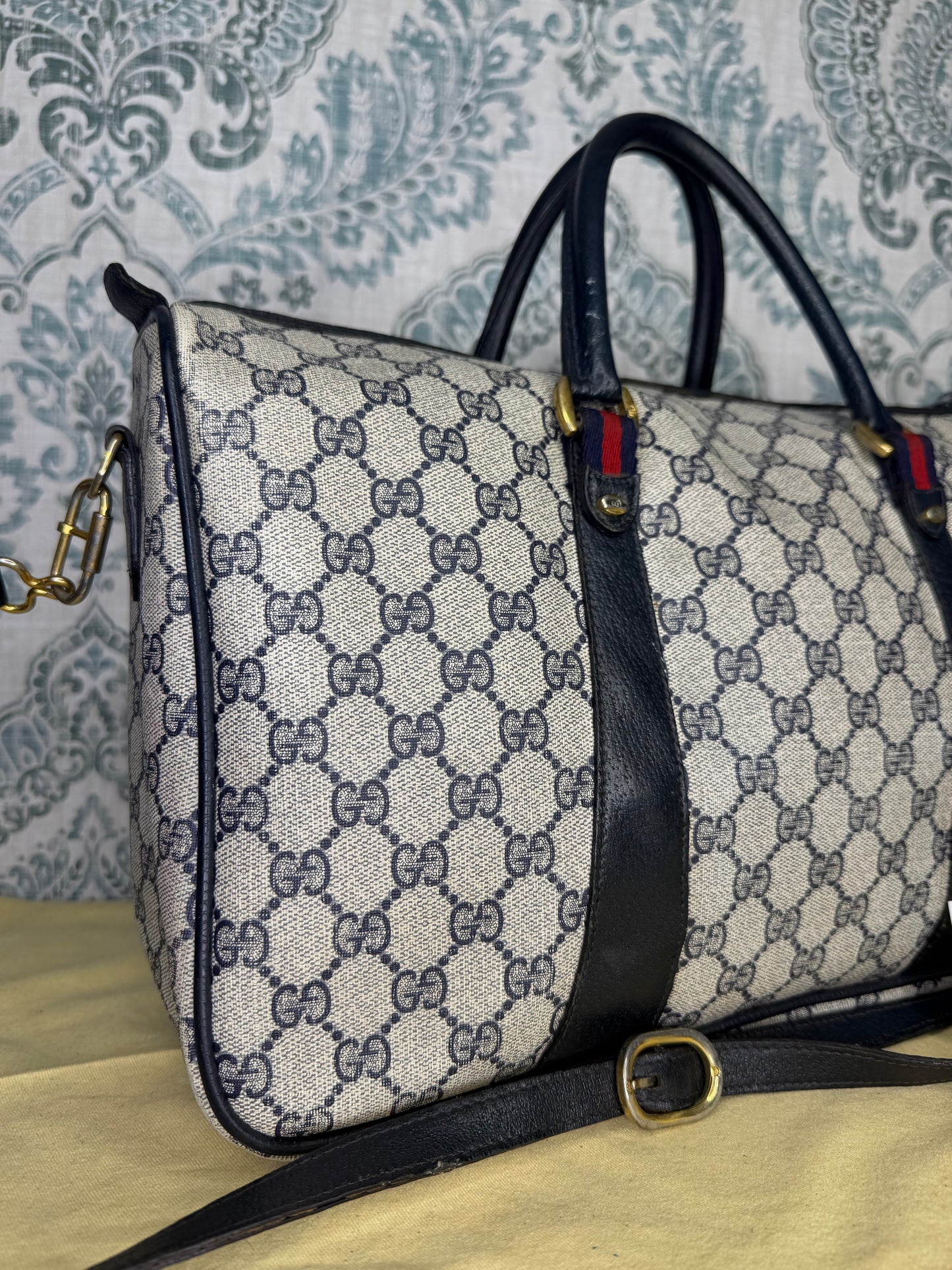 GUCCI Navy Supreme Crossbody Boston Bag