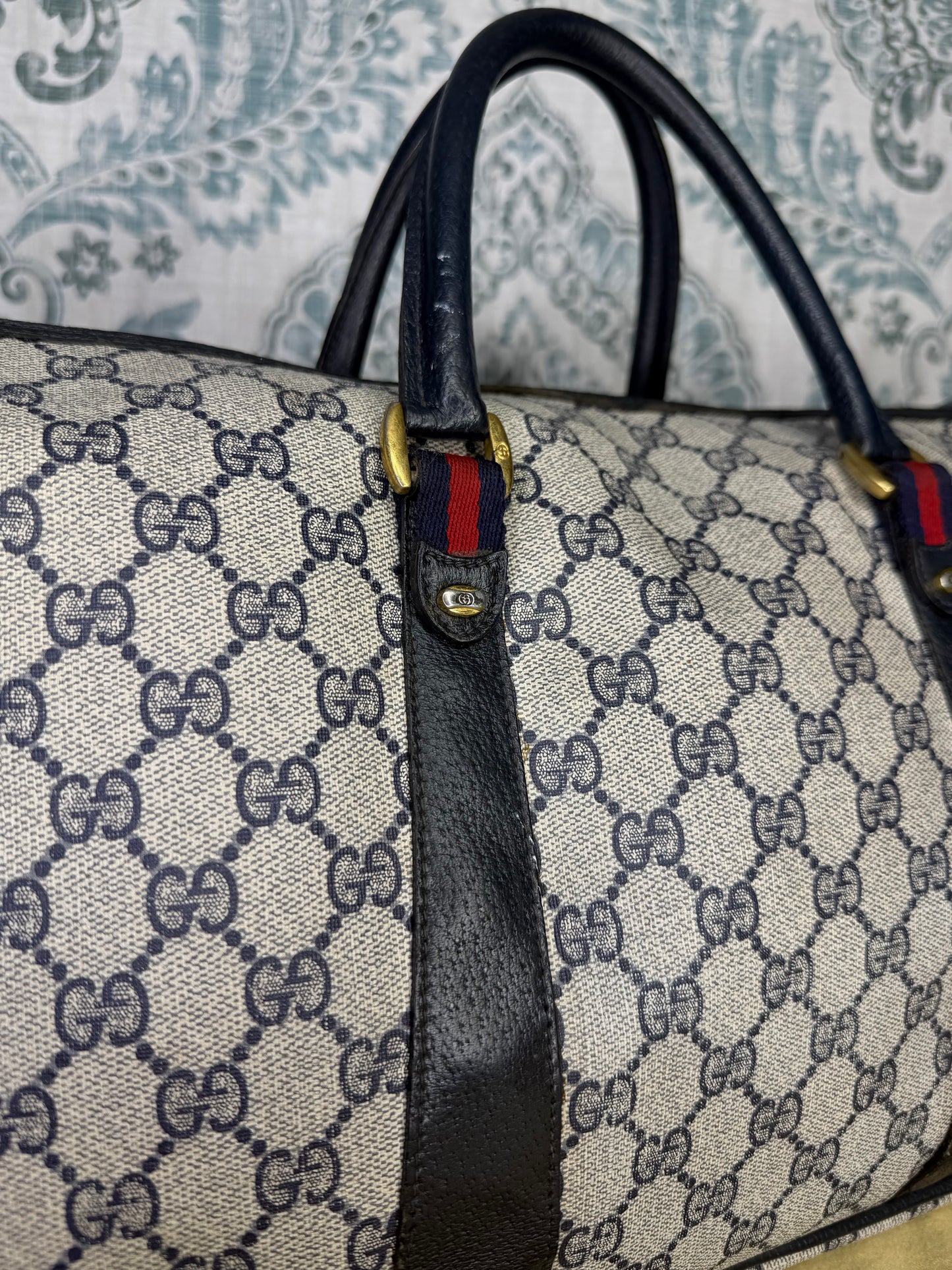 GUCCI Navy Supreme Crossbody Boston Bag