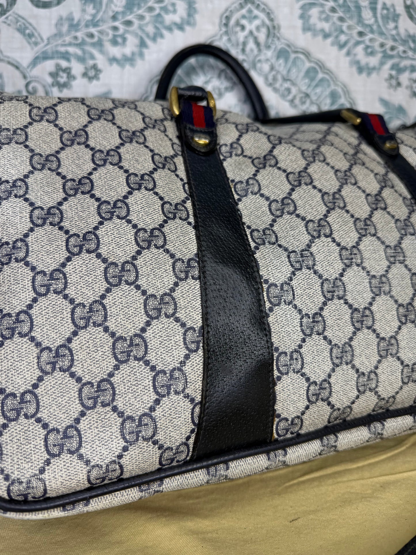 GUCCI Navy Supreme Crossbody Boston Bag