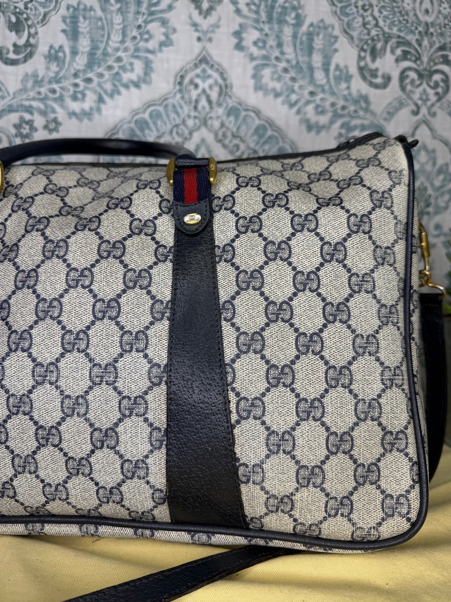 GUCCI Navy Supreme Crossbody Boston Bag
