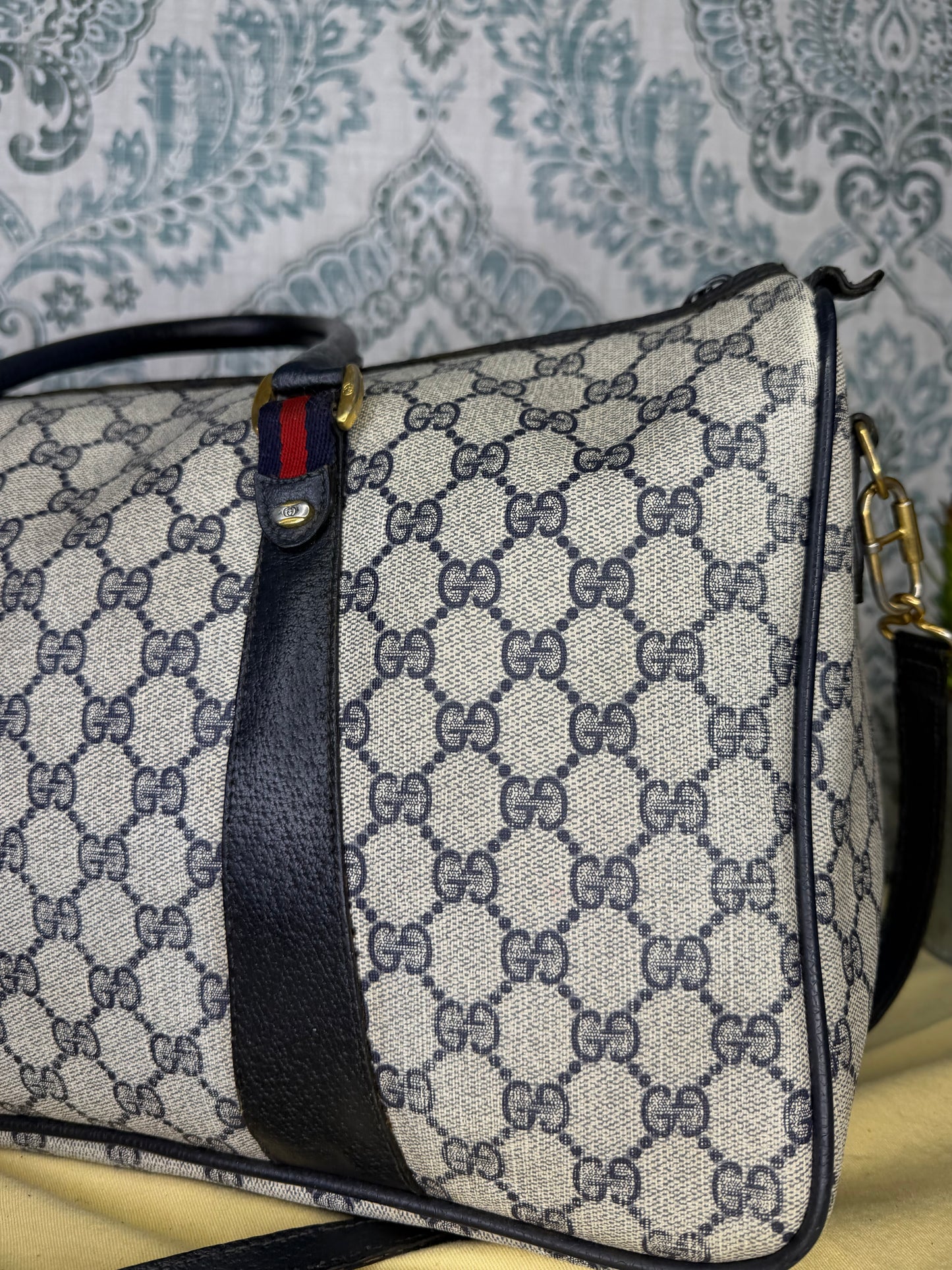 GUCCI Navy Supreme Crossbody Boston Bag