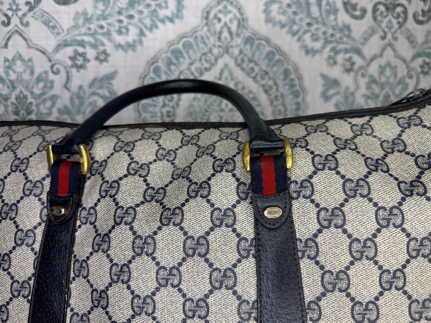 GUCCI Navy Supreme Crossbody Boston Bag