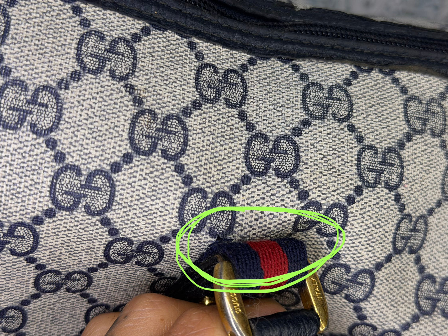 GUCCI Navy Supreme Crossbody Boston Bag