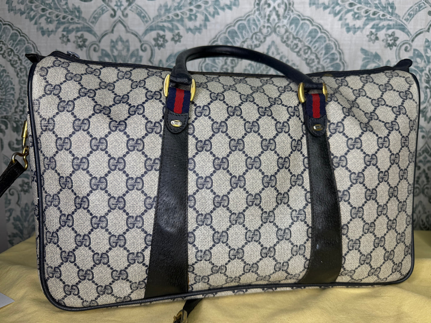 GUCCI Navy Supreme Crossbody Boston Bag