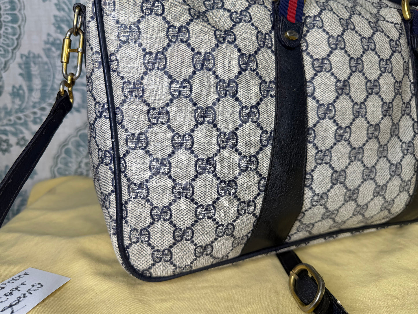 GUCCI Navy Supreme Crossbody Boston Bag