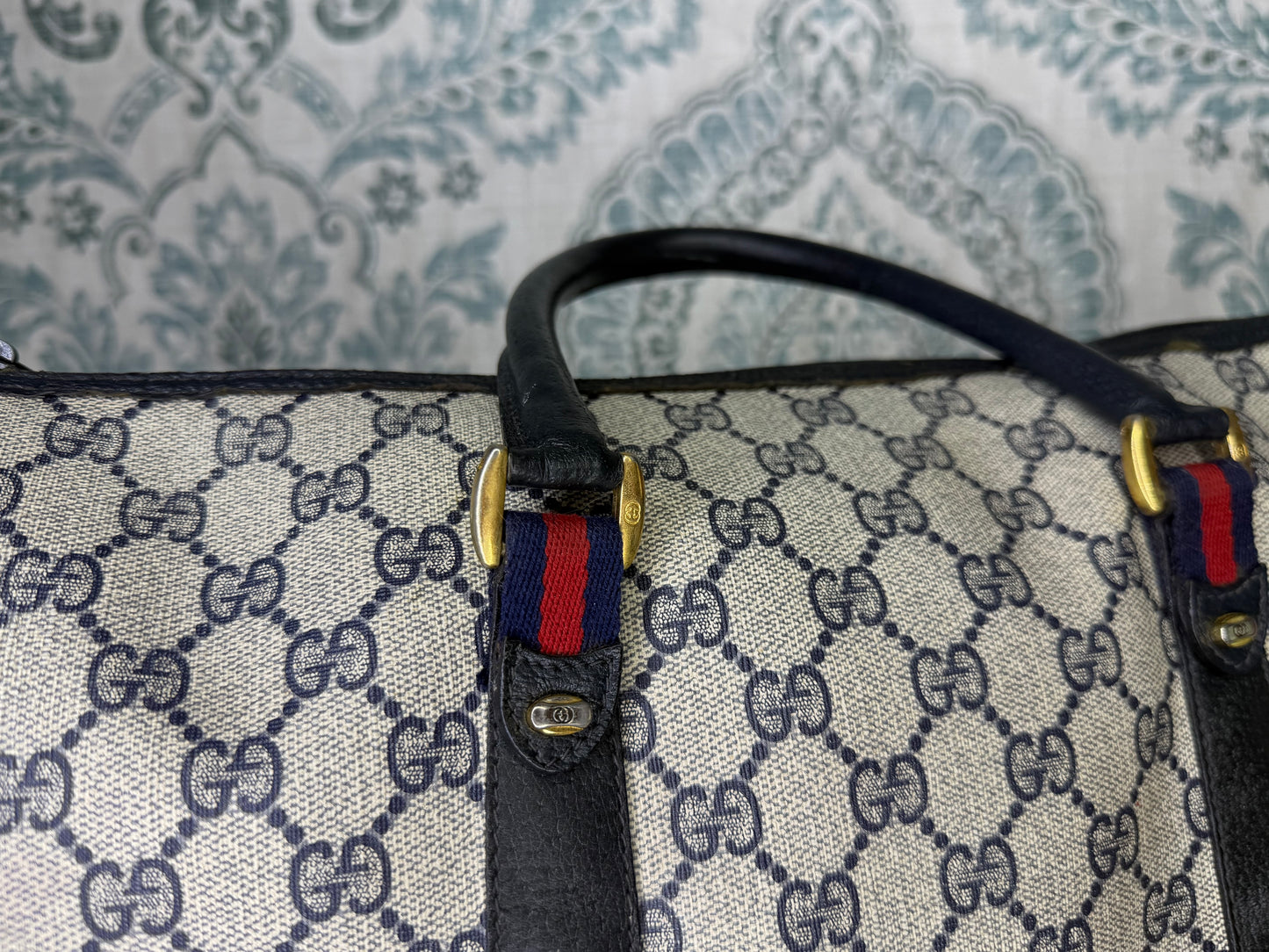 GUCCI Navy Supreme Crossbody Boston Bag