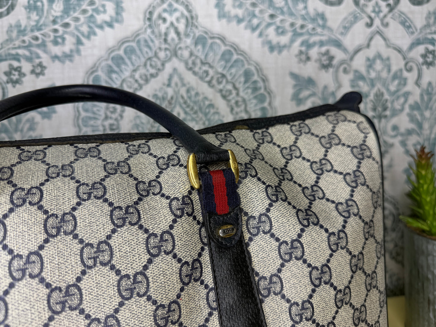 GUCCI Navy Supreme Crossbody Boston Bag