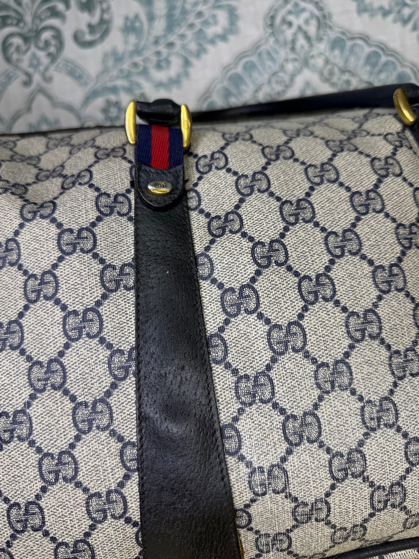 GUCCI Navy Supreme Crossbody Boston Bag
