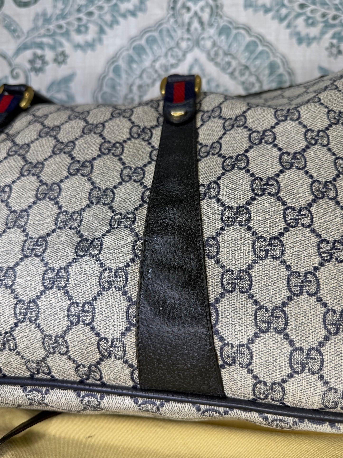GUCCI Navy Supreme Crossbody Boston Bag