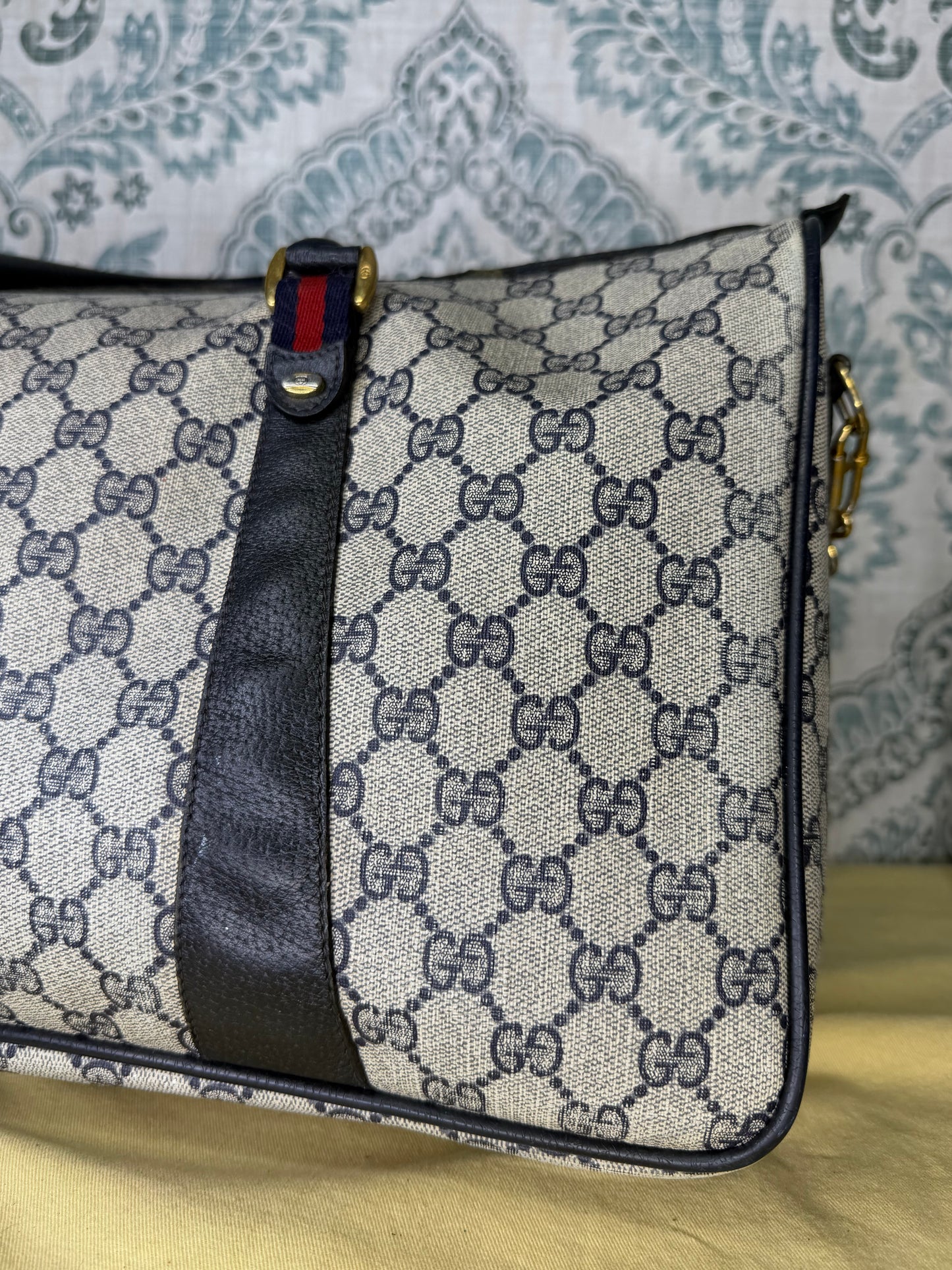 GUCCI Navy Supreme Crossbody Boston Bag