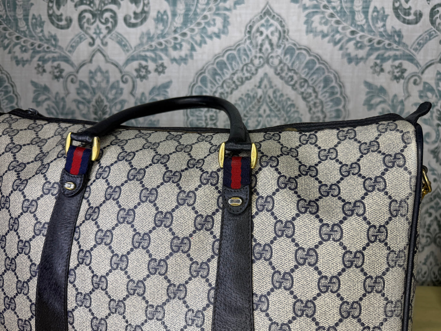 GUCCI Navy Supreme Crossbody Boston Bag