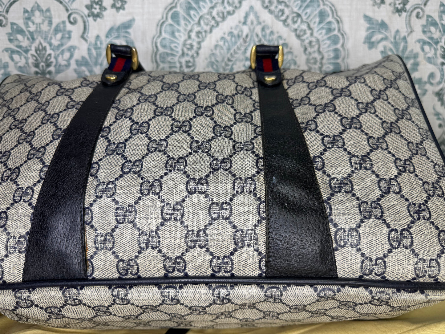 GUCCI Navy Supreme Crossbody Boston Bag