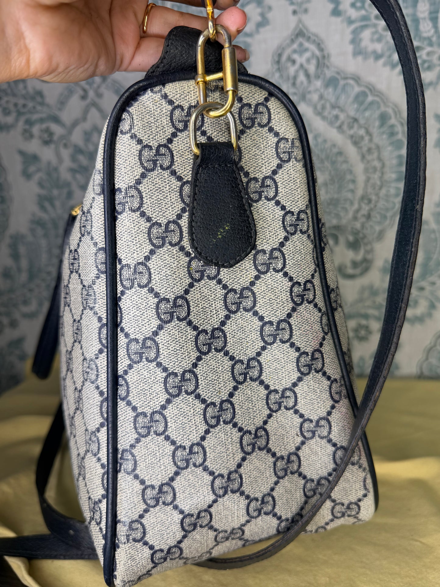 GUCCI Navy Supreme Crossbody Boston Bag