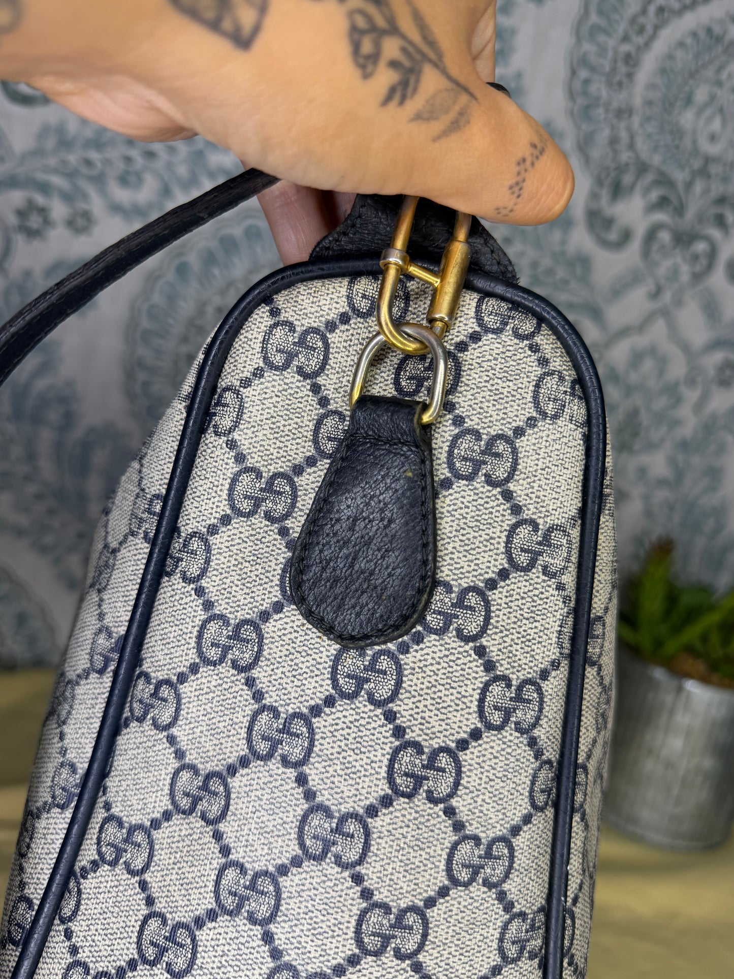 GUCCI Navy Supreme Crossbody Boston Bag