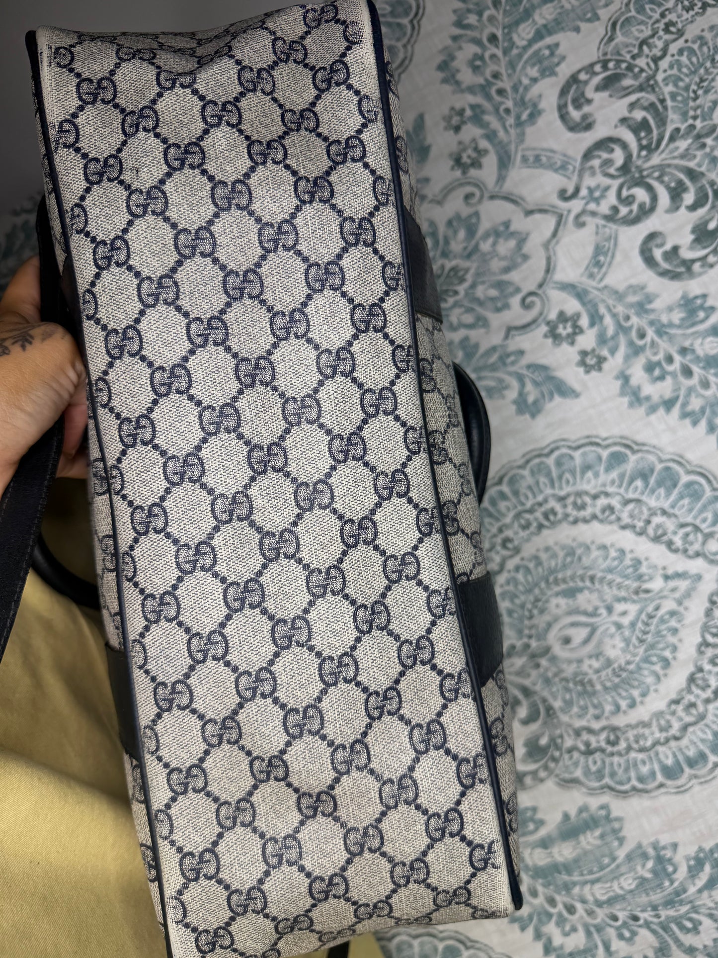 GUCCI Navy Supreme Crossbody Boston Bag
