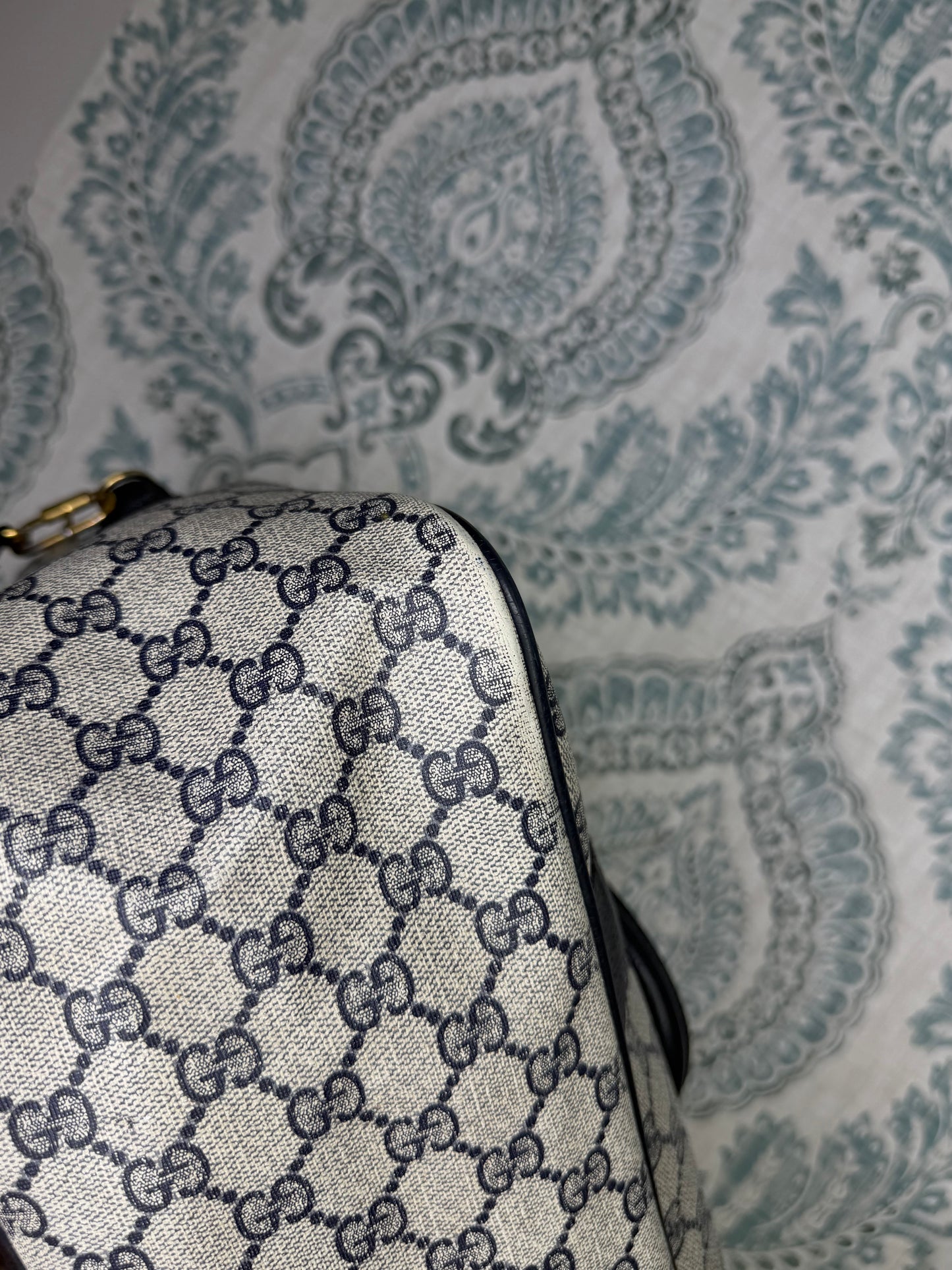 GUCCI Navy Supreme Crossbody Boston Bag