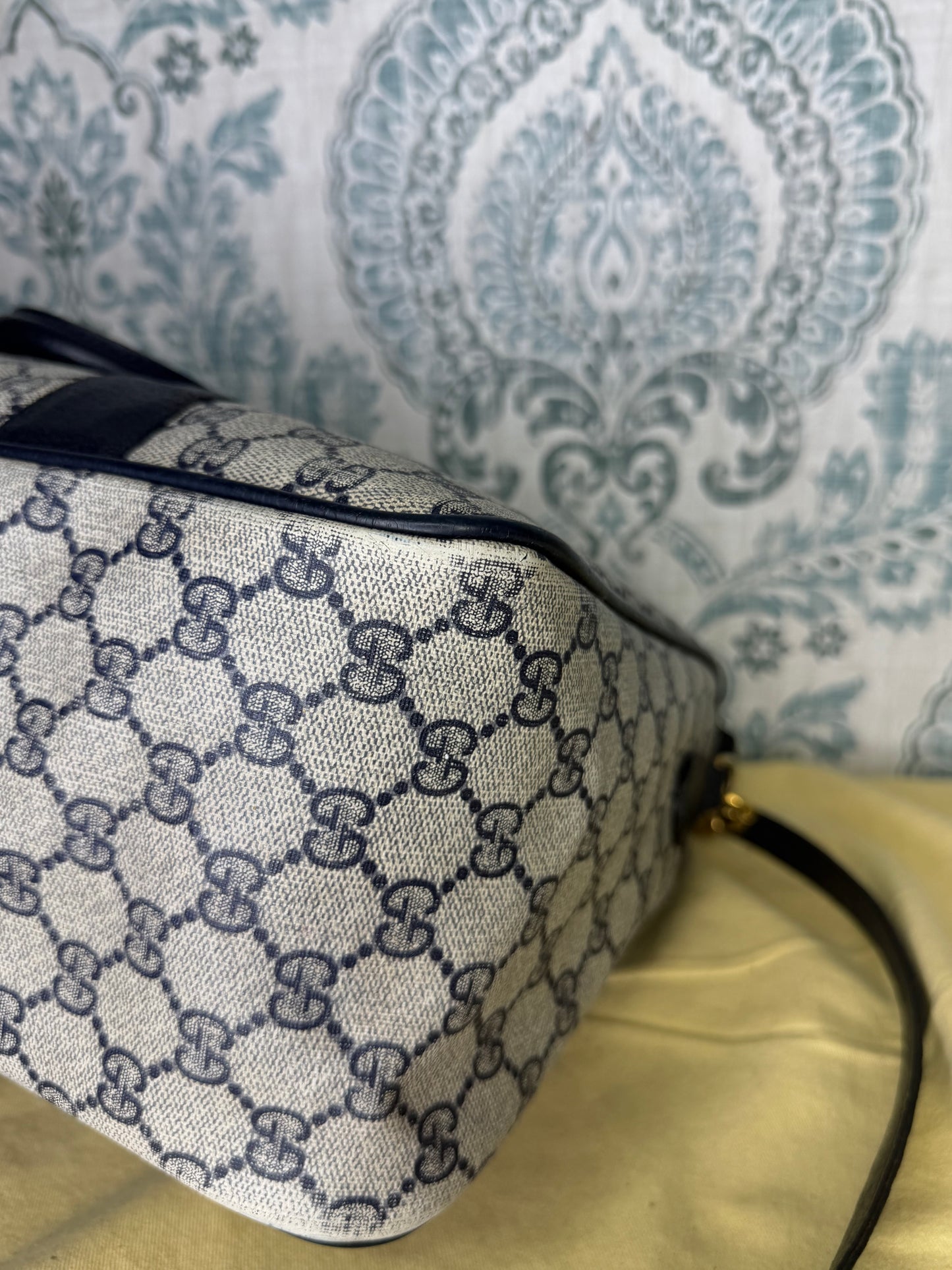 GUCCI Navy Supreme Crossbody Boston Bag