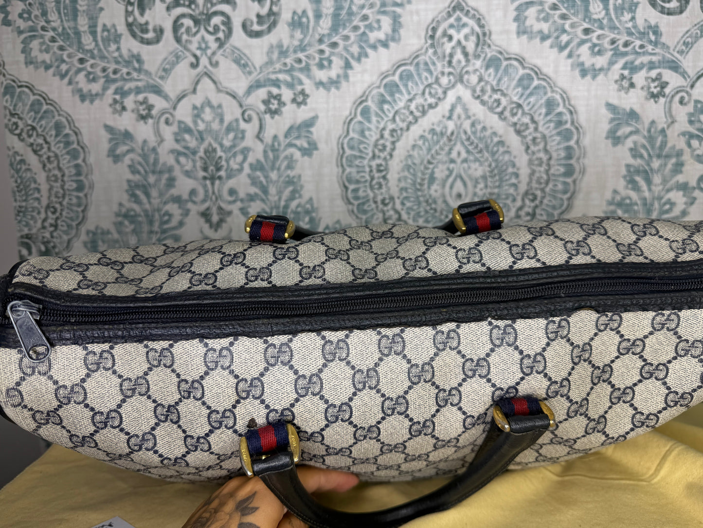 GUCCI Navy Supreme Crossbody Boston Bag