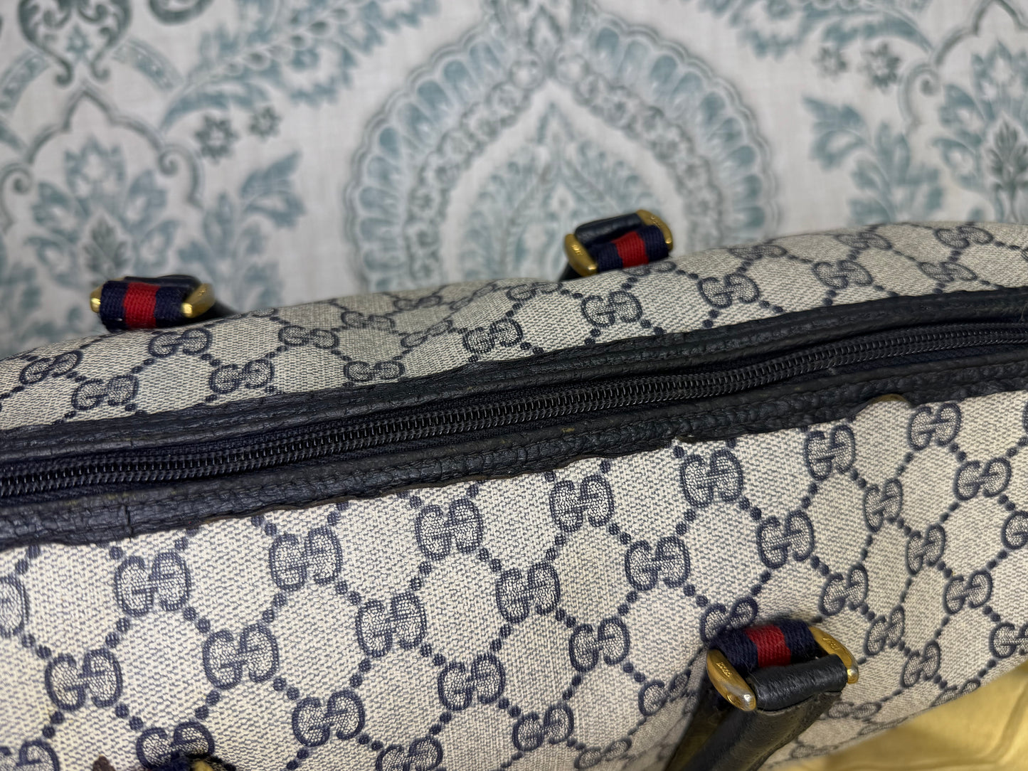 GUCCI Navy Supreme Crossbody Boston Bag