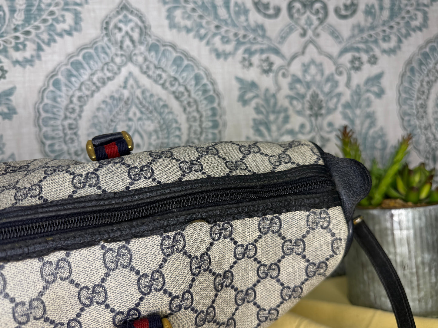 GUCCI Navy Supreme Crossbody Boston Bag