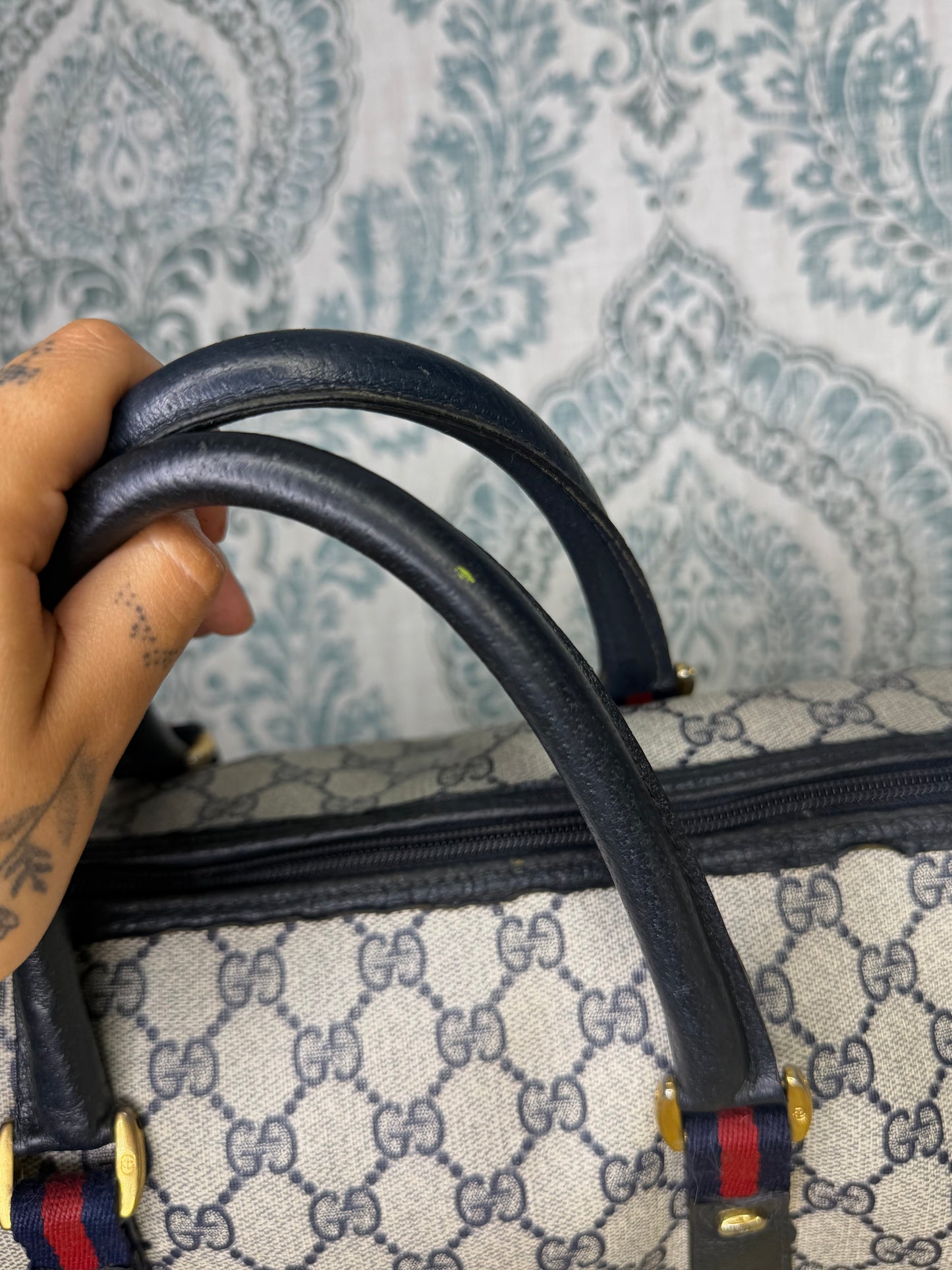 GUCCI Navy Supreme Crossbody Boston Bag