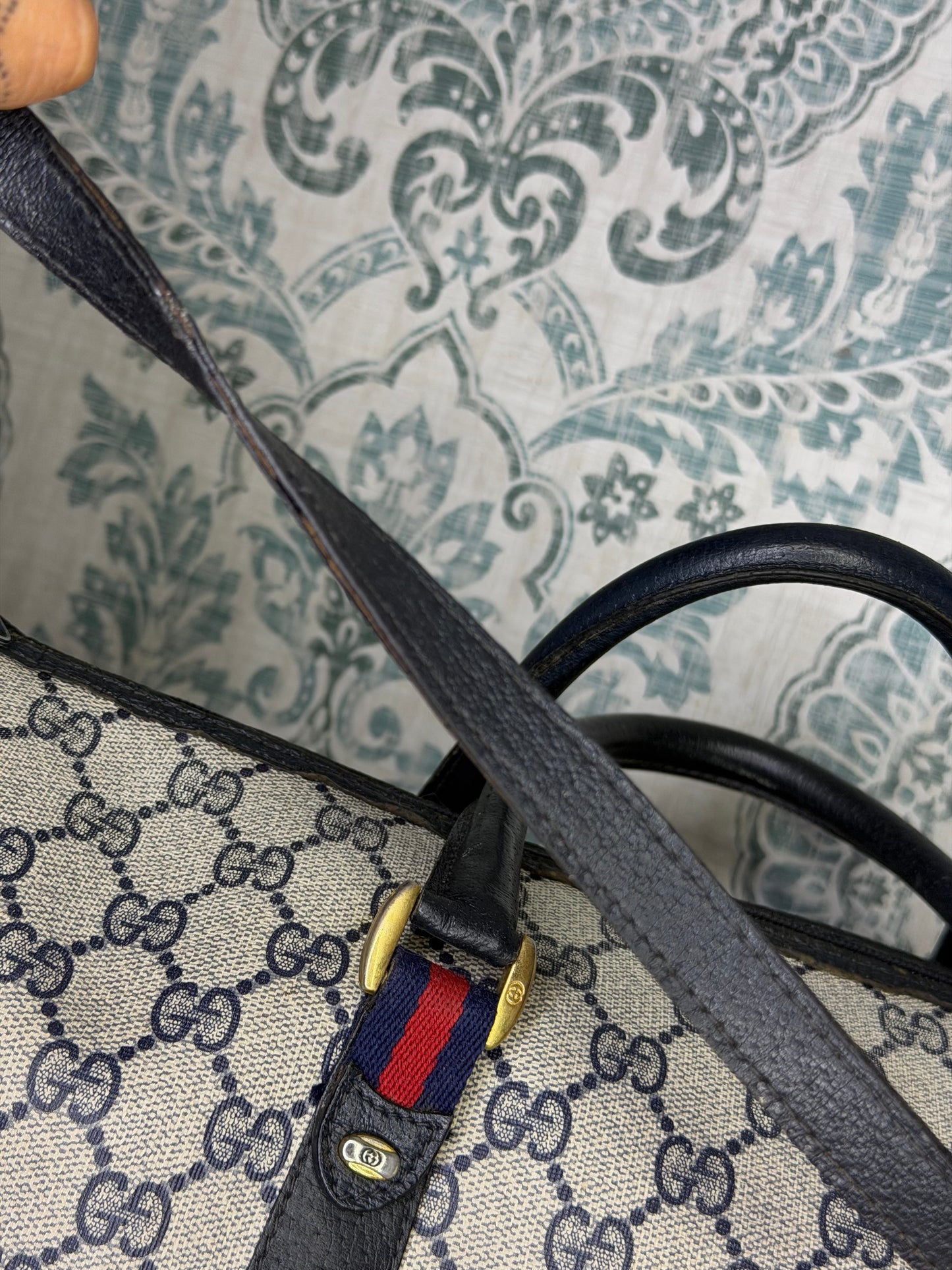 GUCCI Navy Supreme Crossbody Boston Bag