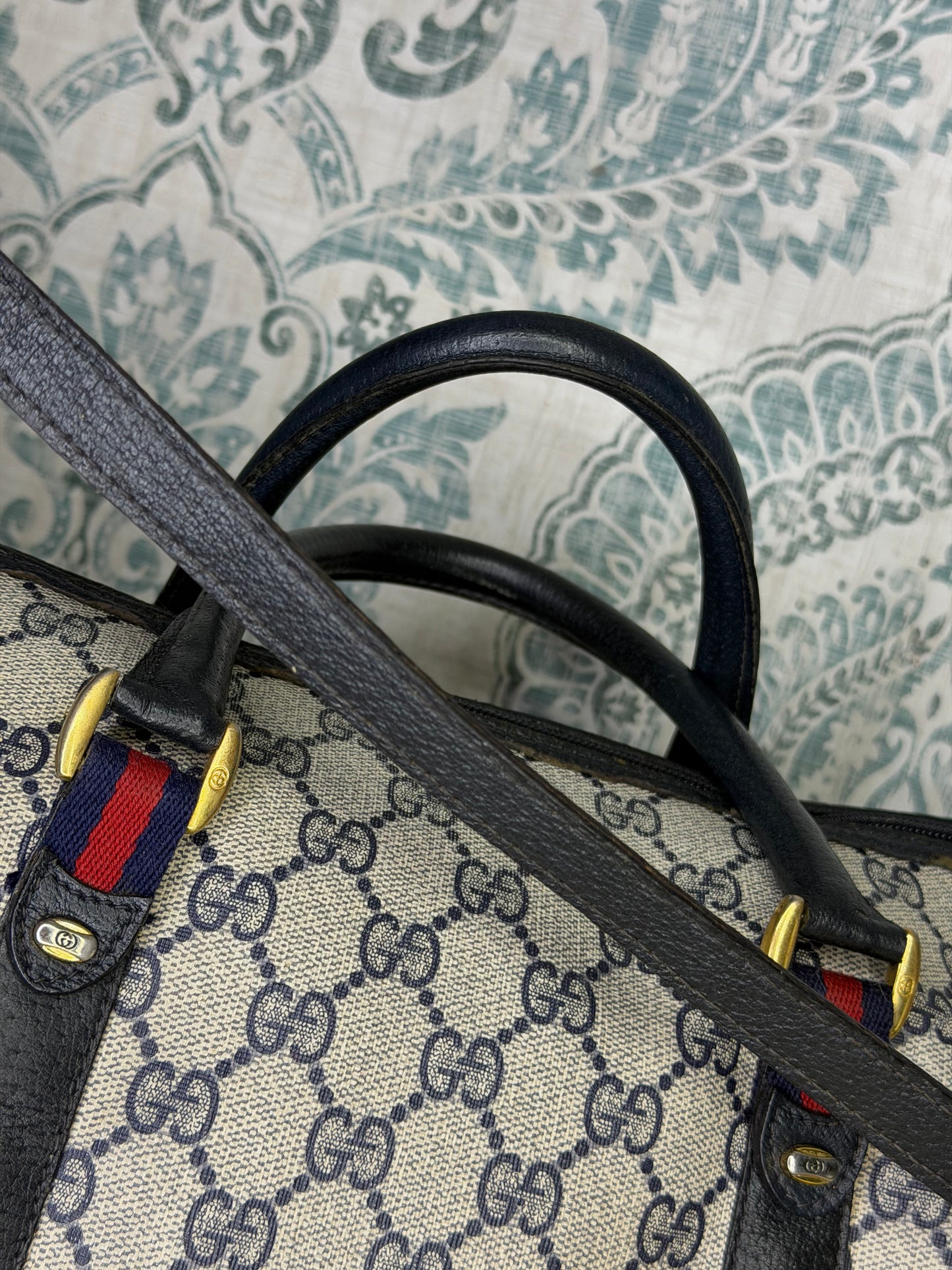 GUCCI Navy Supreme Crossbody Boston Bag