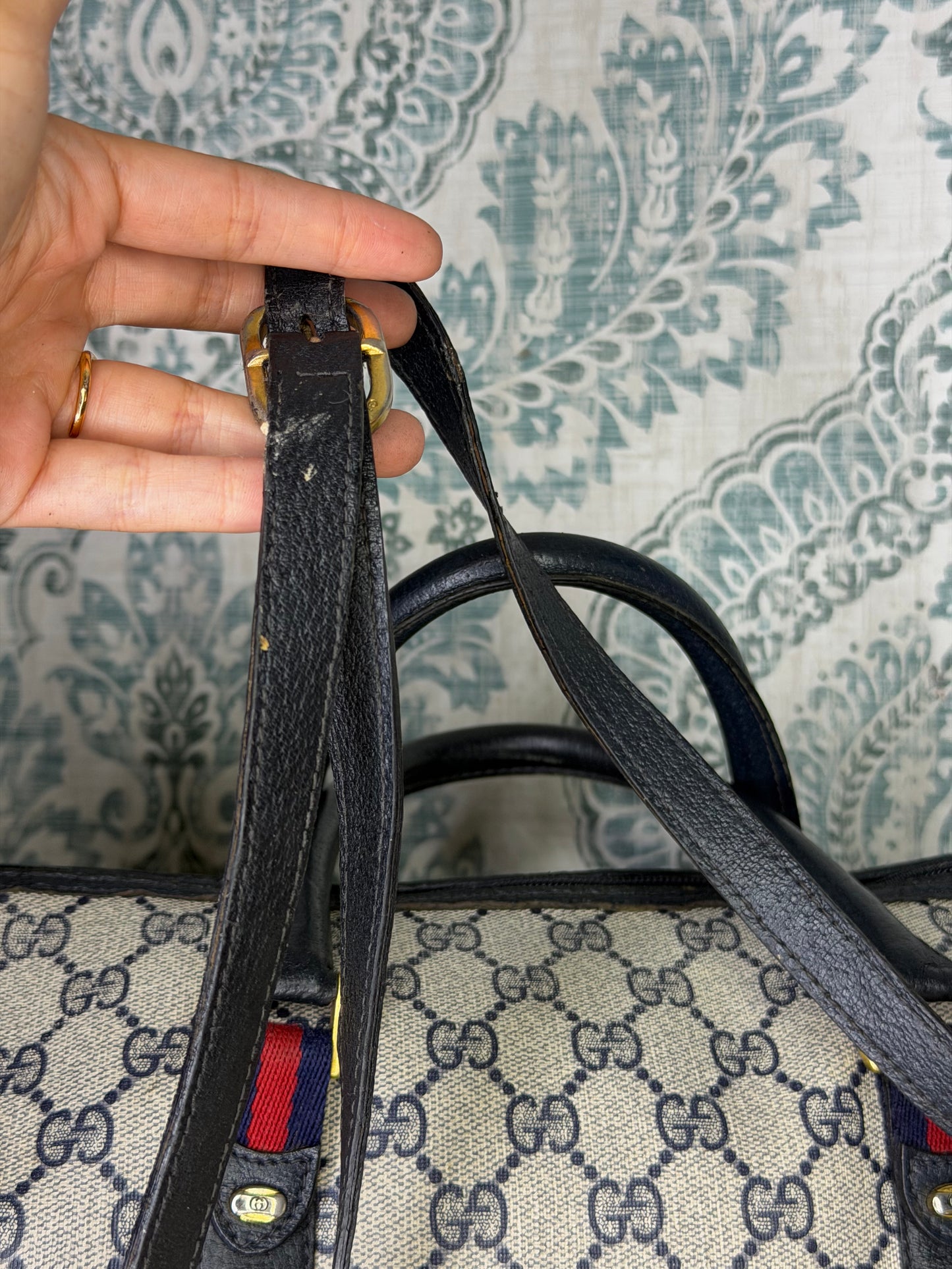 GUCCI Navy Supreme Crossbody Boston Bag