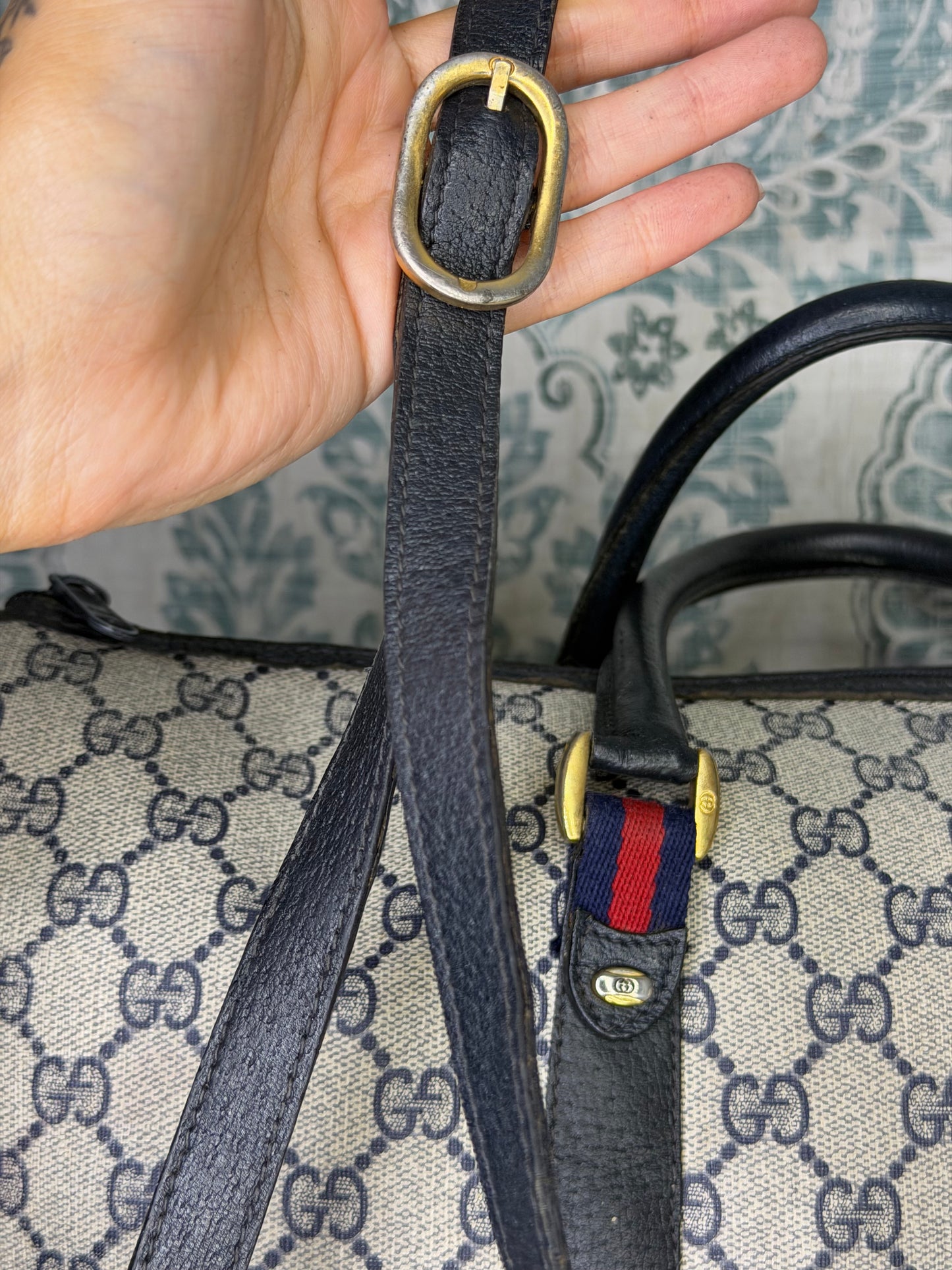 GUCCI Navy Supreme Crossbody Boston Bag