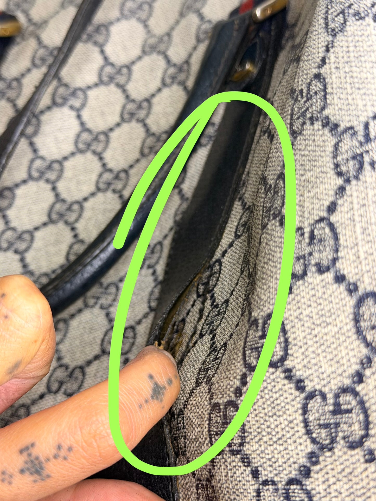 GUCCI Navy Supreme Crossbody Boston Bag
