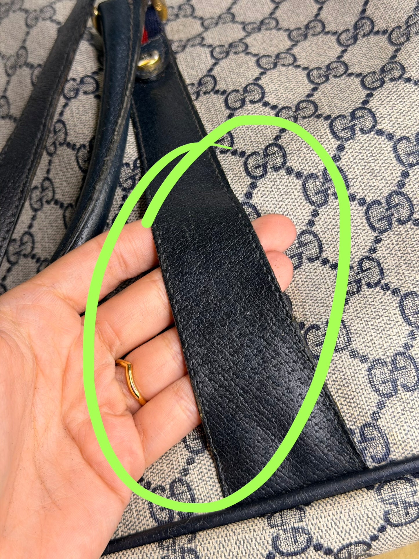 GUCCI Navy Supreme Crossbody Boston Bag