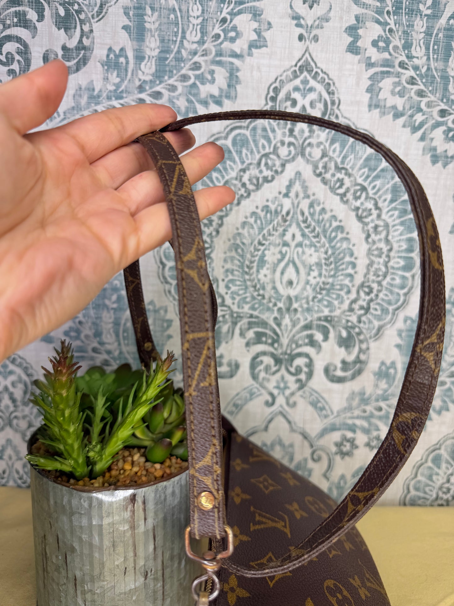 Louis Vuitton Pochette Accessories with Monogram Strap)