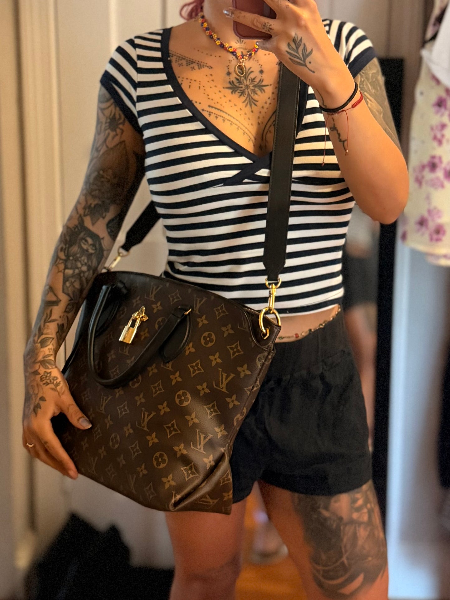 Louis Vuitton Flower Zipped Tote MM Black