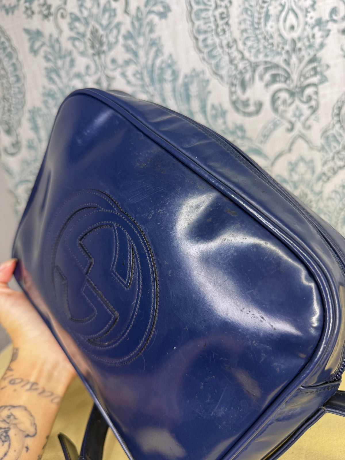 Gucci Vintage Enamel Soho Navy Blue