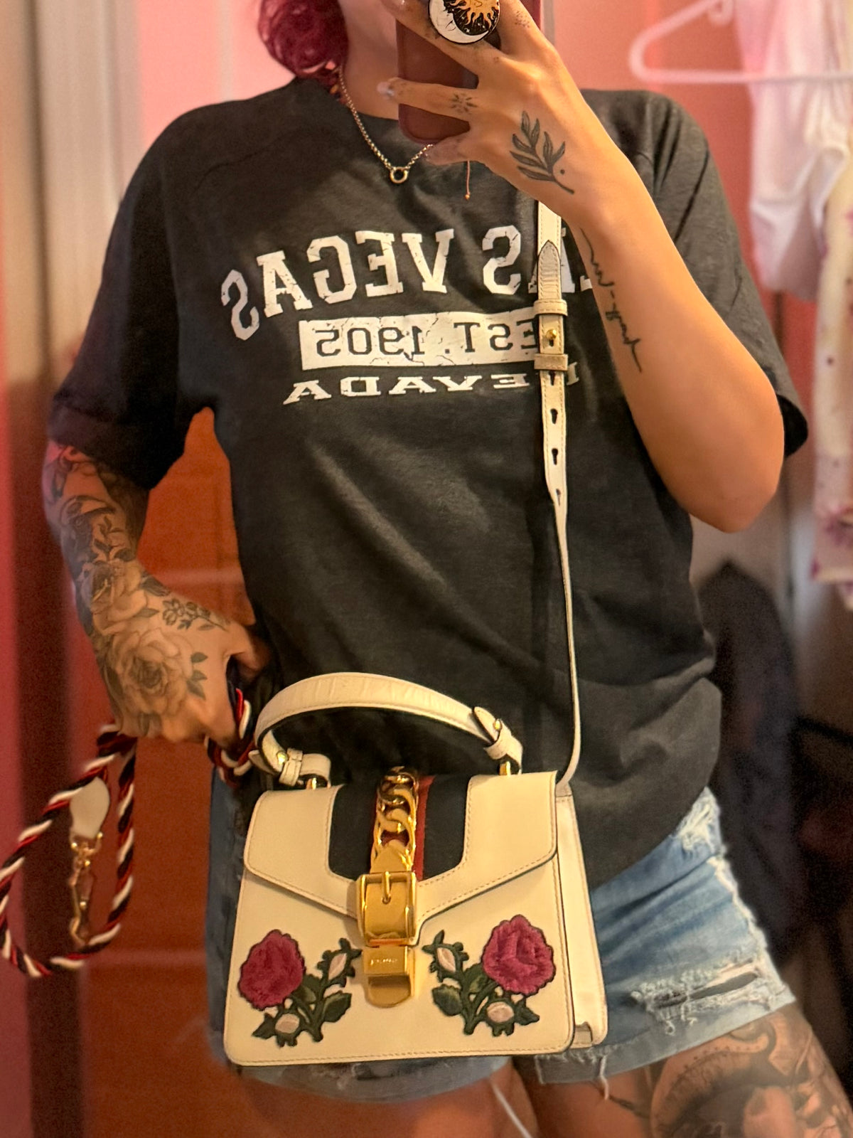 Gucci Sylvie Floral White Handbag/Crossbody