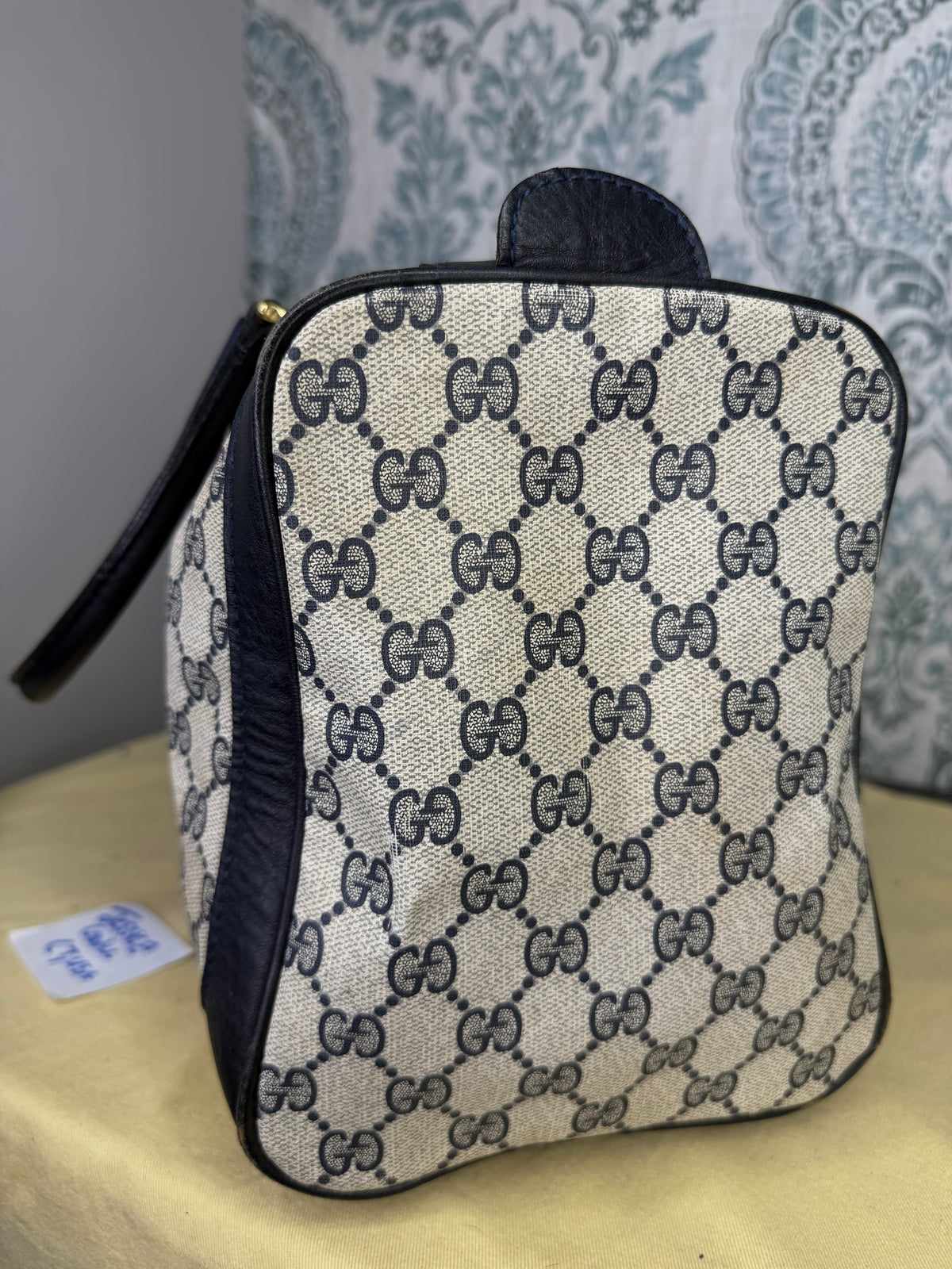 Gucci Navy Vintage Sherry Line Boston Bag