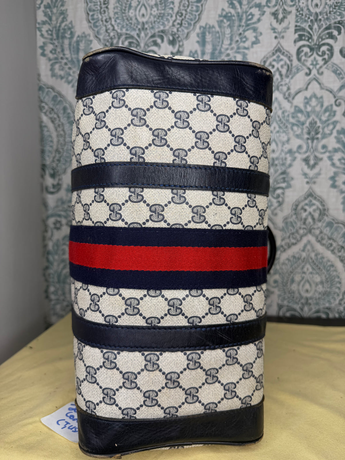 Gucci Navy Vintage Sherry Line Boston Bag