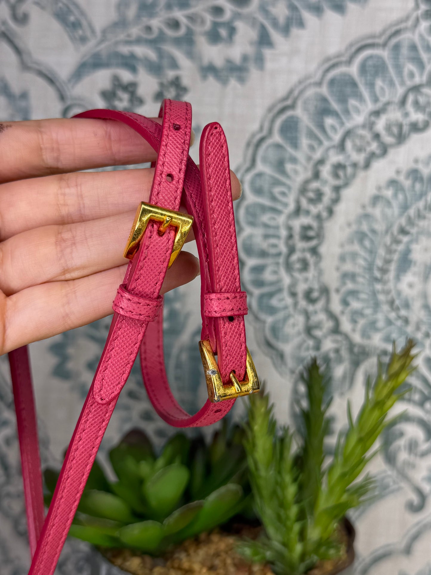 Prada Peona Pink Saffiano Crossbody Wallet
